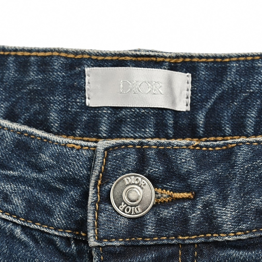 Distressed Dark-Wash Slim-Fit Denim Jeans