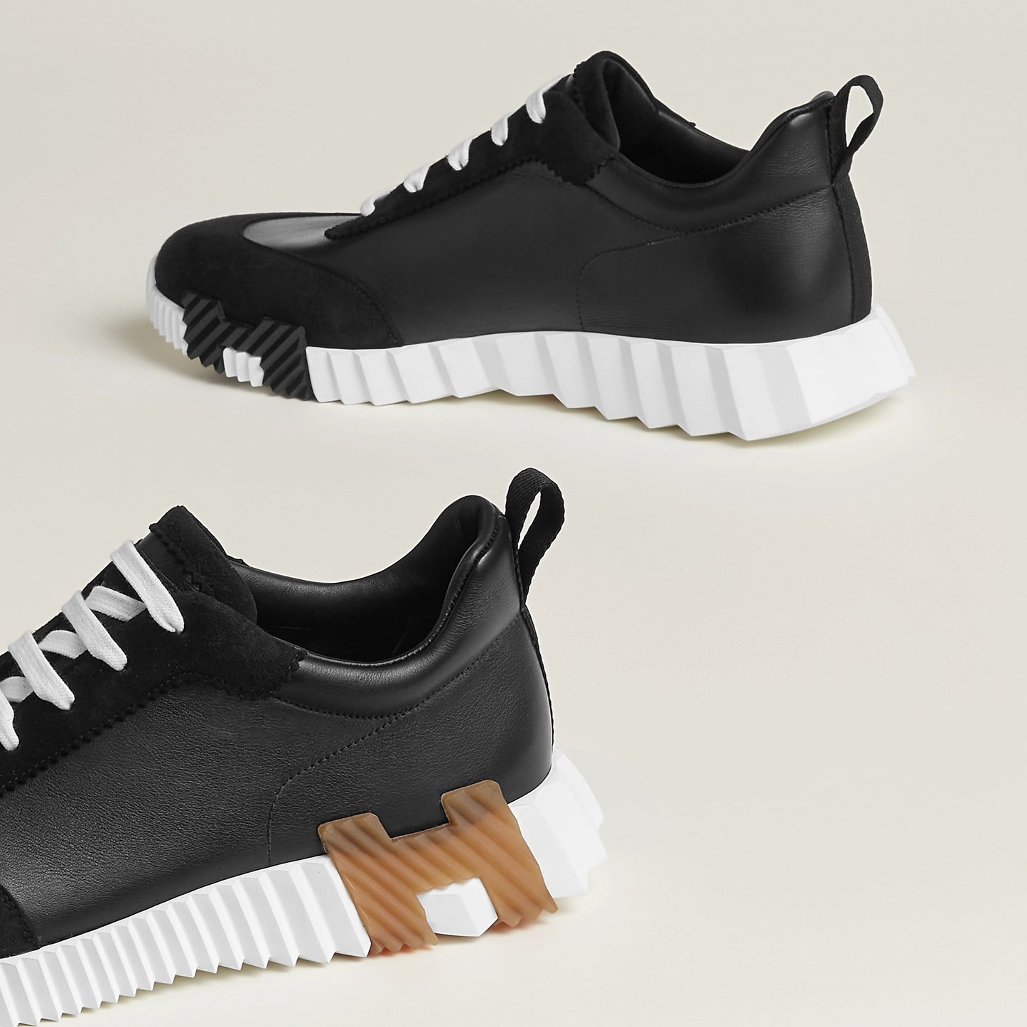 Bounce Sneaker – Black Calfskin with Signature “H” Sole