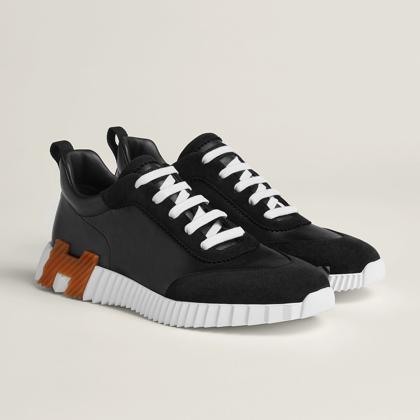Bounce Sneaker – Black Calfskin with Signature “H” Sole