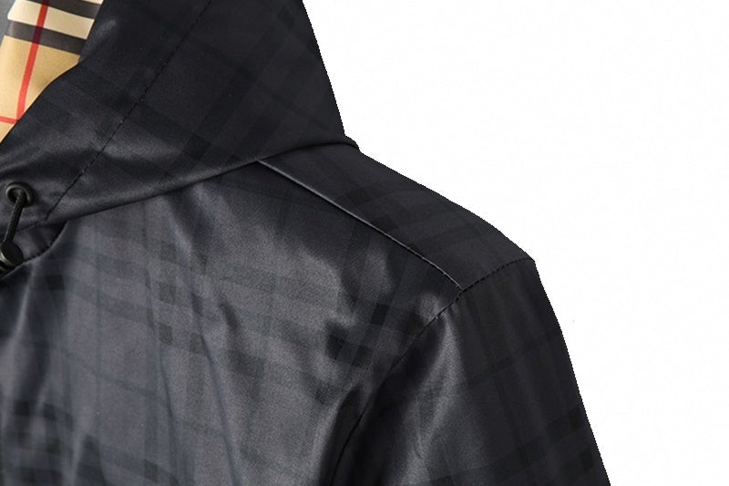 Charcoal Check Hooded Jacket