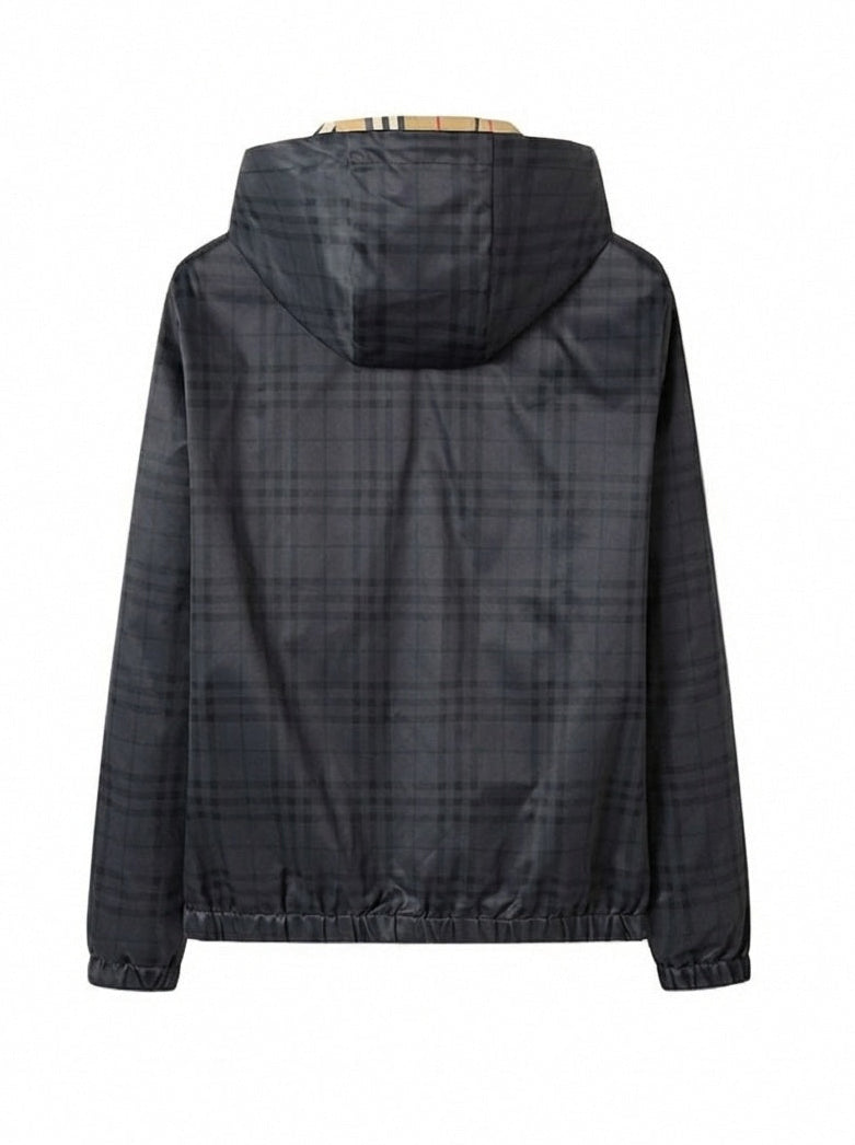 Charcoal Check Hooded Jacket