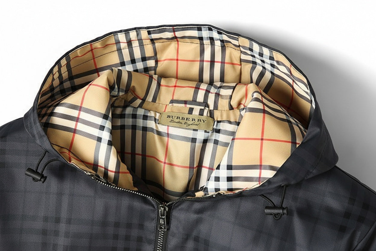 Charcoal Check Hooded Jacket