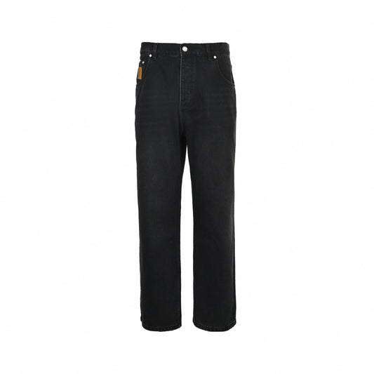 Monogram Patch Black Denim Jeans