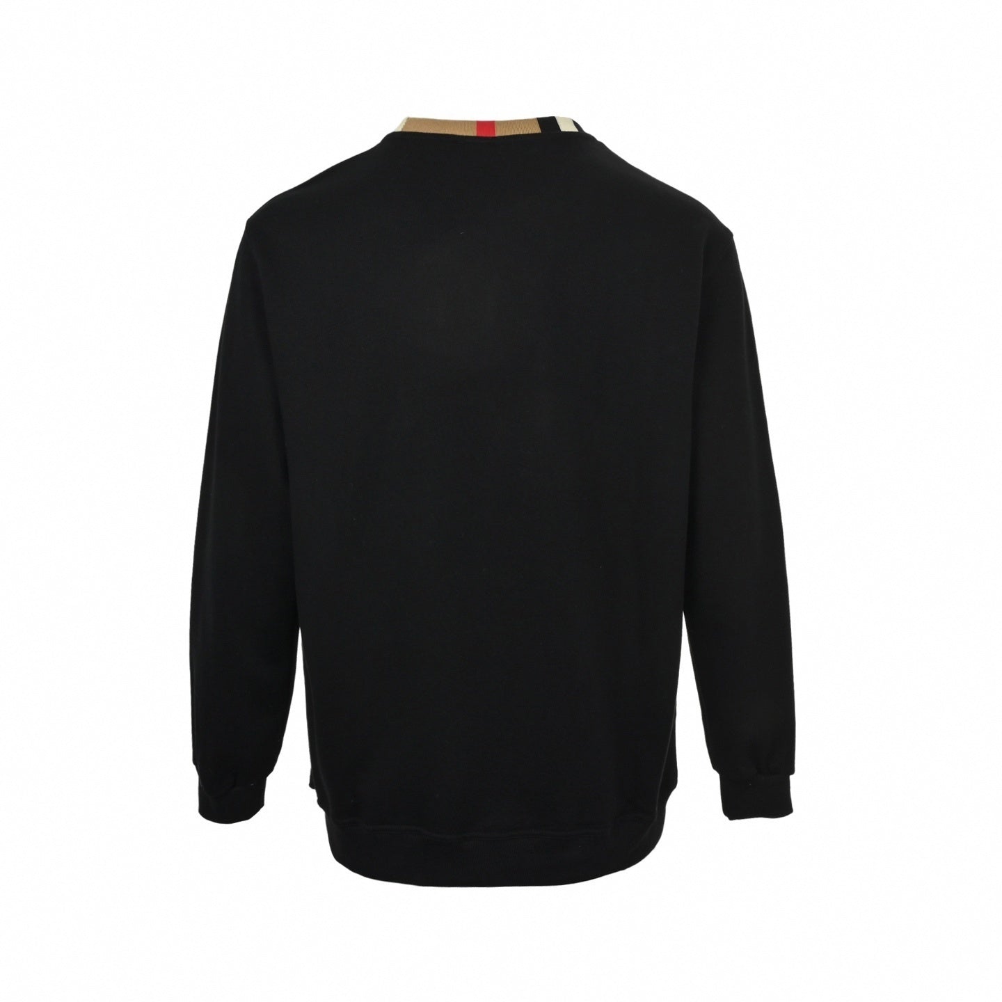 Boutique Black Crewneck Sweatshirt with Icon Stripe Trim