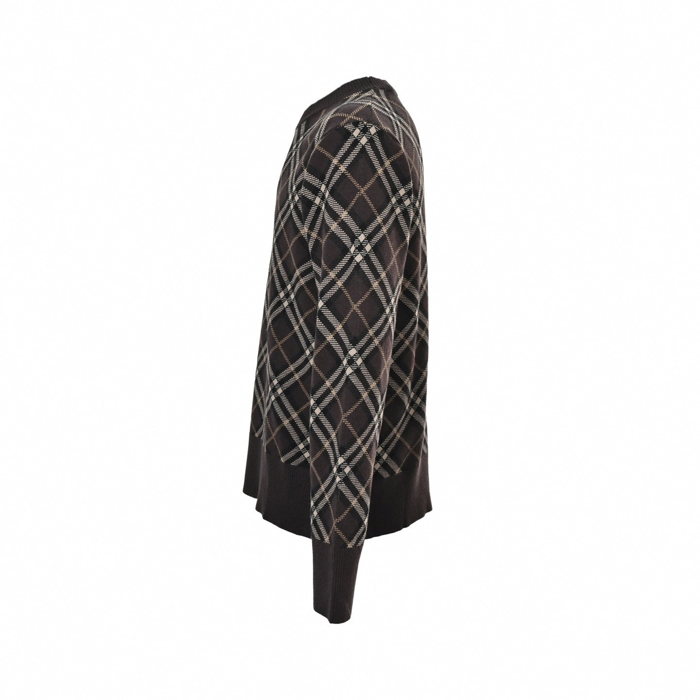 Brown Checked Wool Jumper