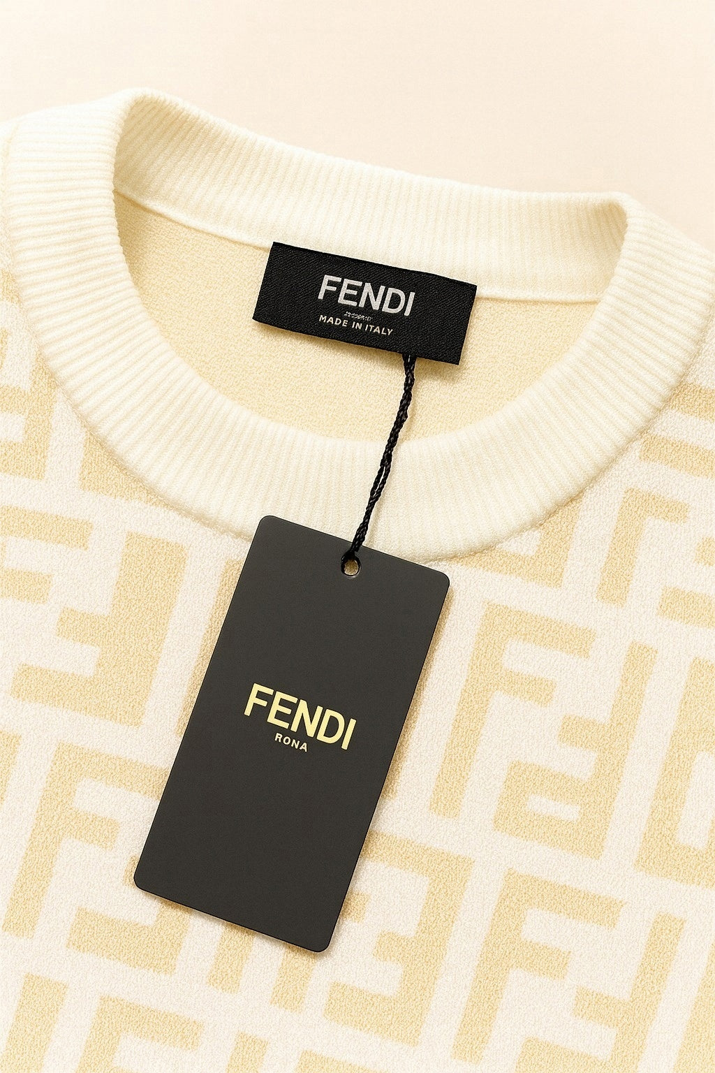 Beige and White Monogram Knit Sweater