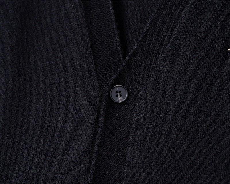 Black Monogram Accent Wool Cardigan