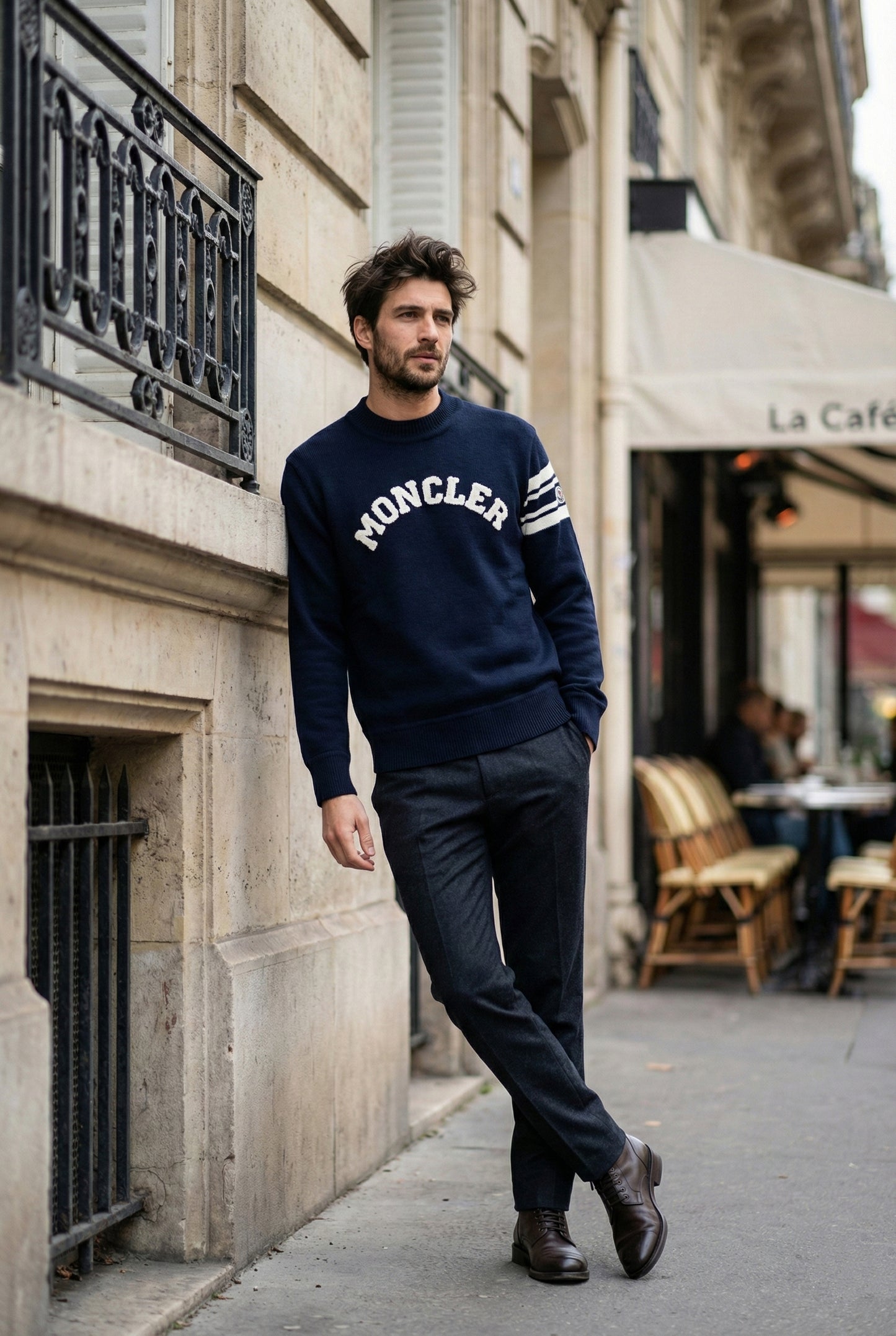 Logo Motif Cotton Knit Sweater