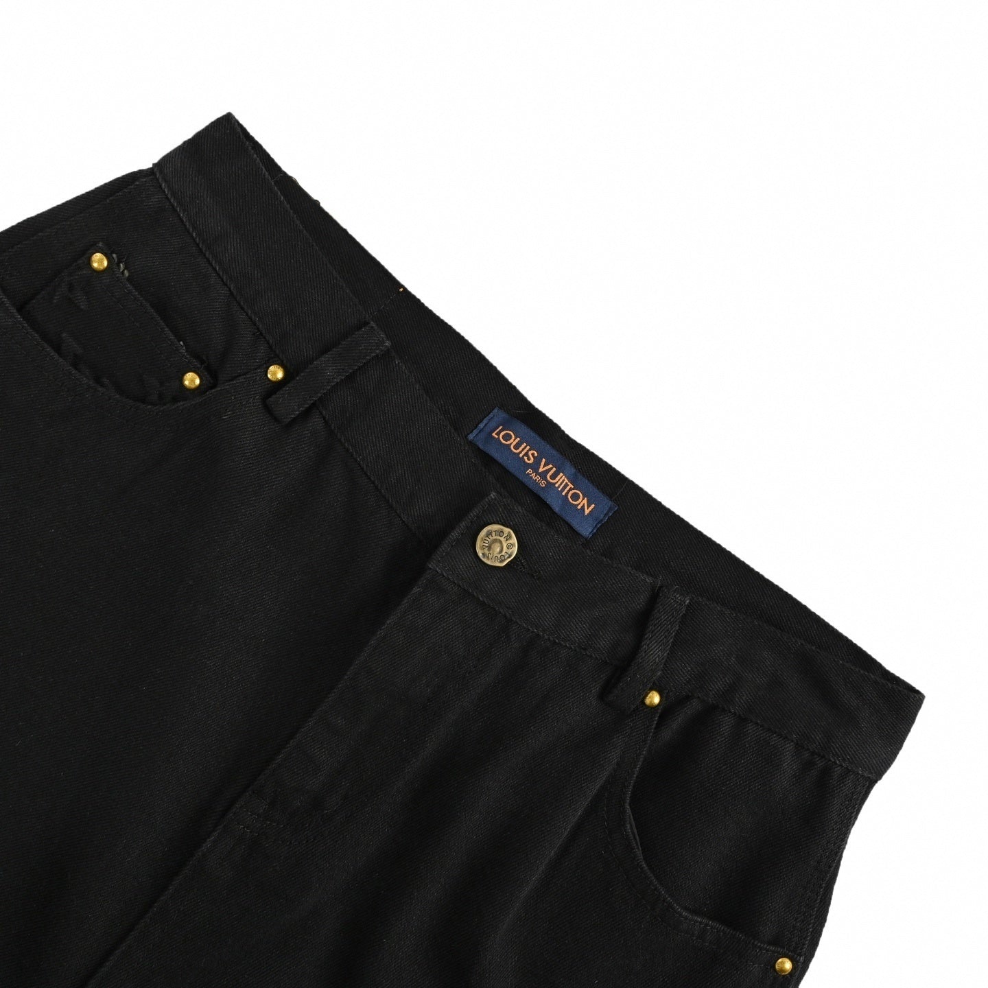 Black Monogram Embossed Utility Denim Pants