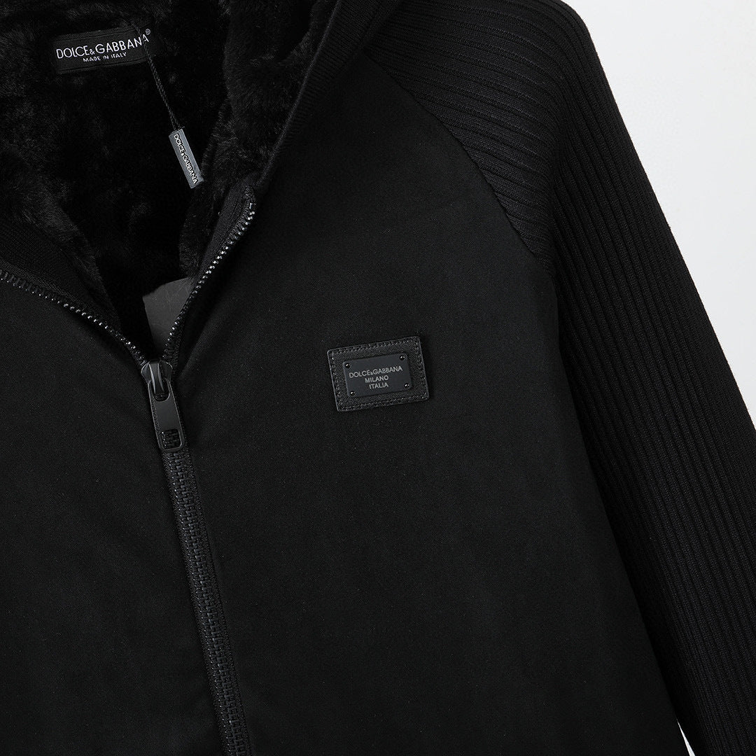 Faux-Fur Lined Hooded Zip Jacket