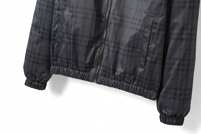 Charcoal Check Hooded Jacket