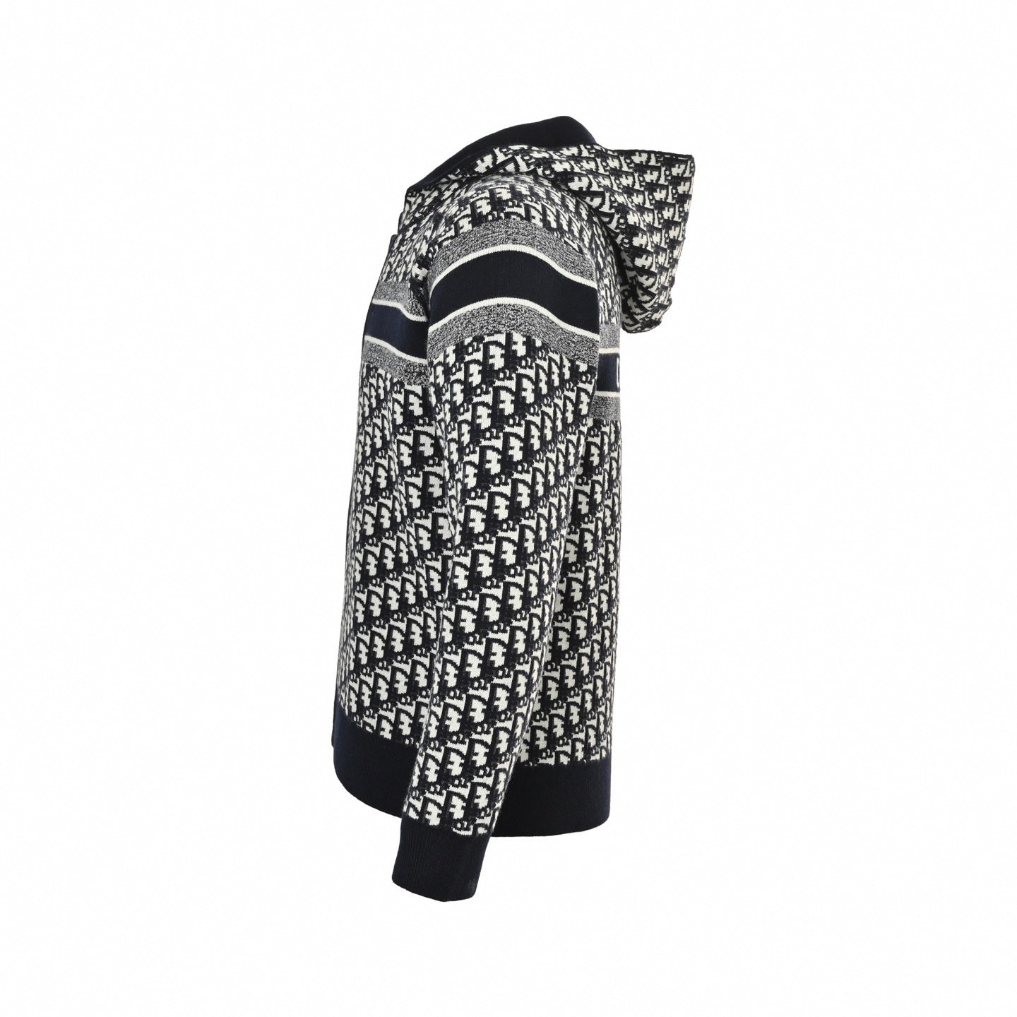 Dior Oblique All-Over Zip-Up Knit Hoodie