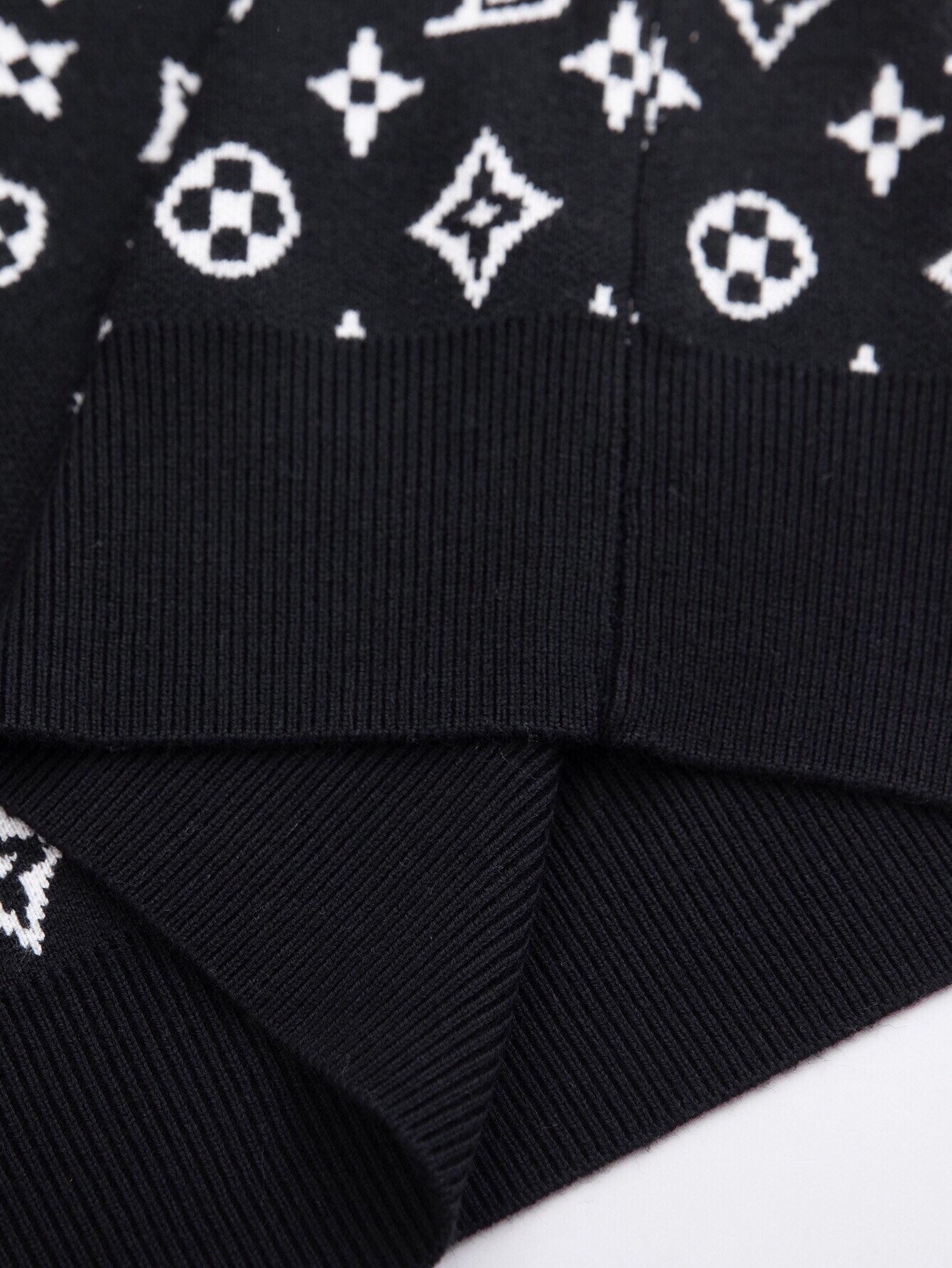 Monochrome Monogram Wool Jumper- Black
