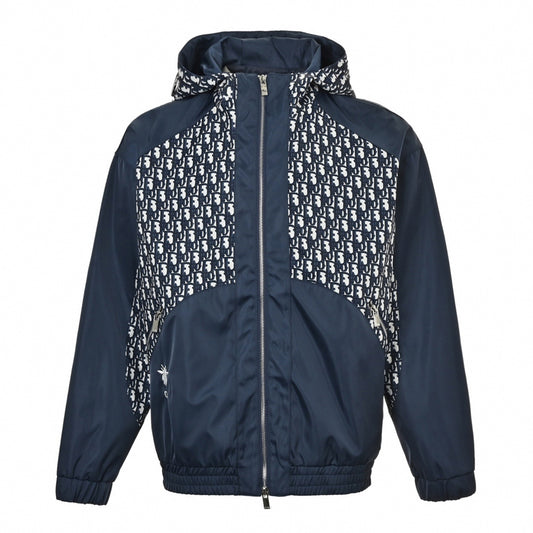 Navy Oblique Technical Windbreaker