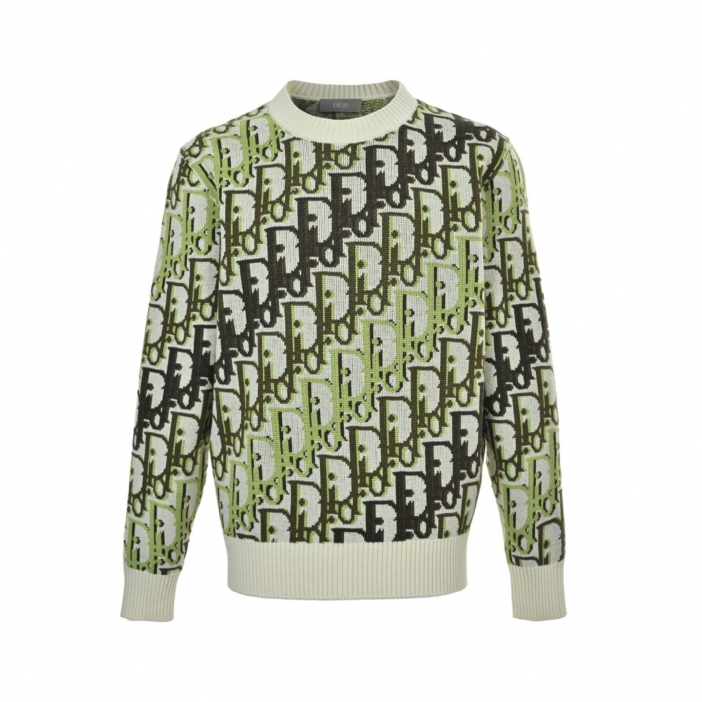 Oblique Jacquard Wool Blend Crewneck