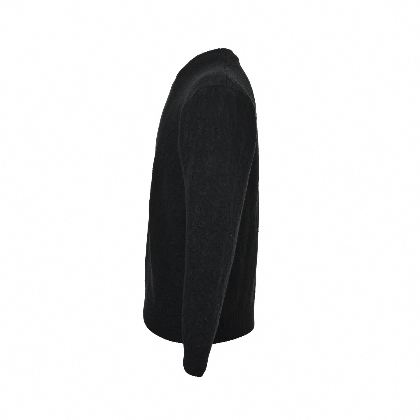 Black Textured Oblique Knit Sweater