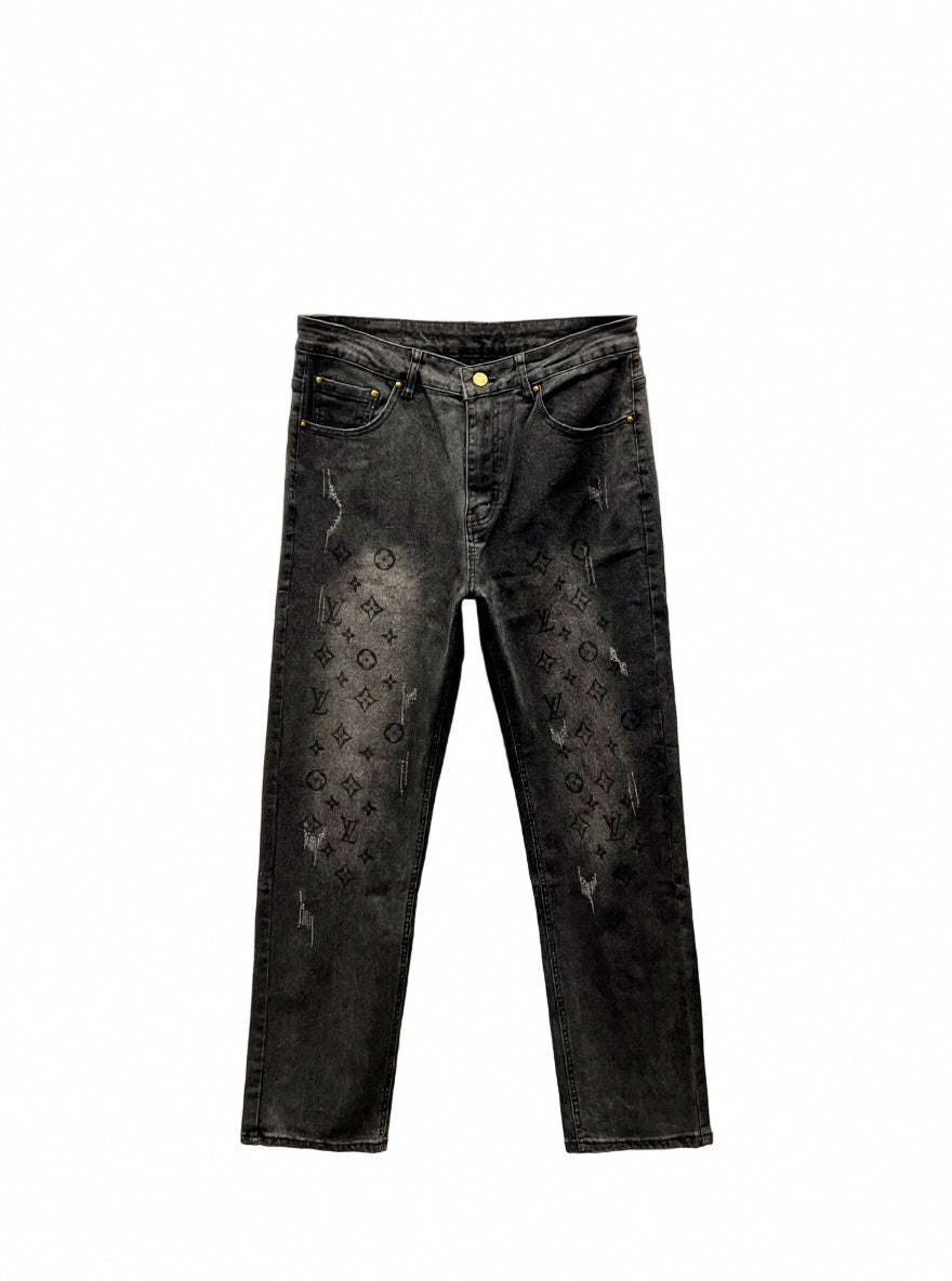 Black Monogram Jeans