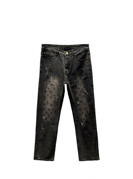 Black Monogram Jeans
