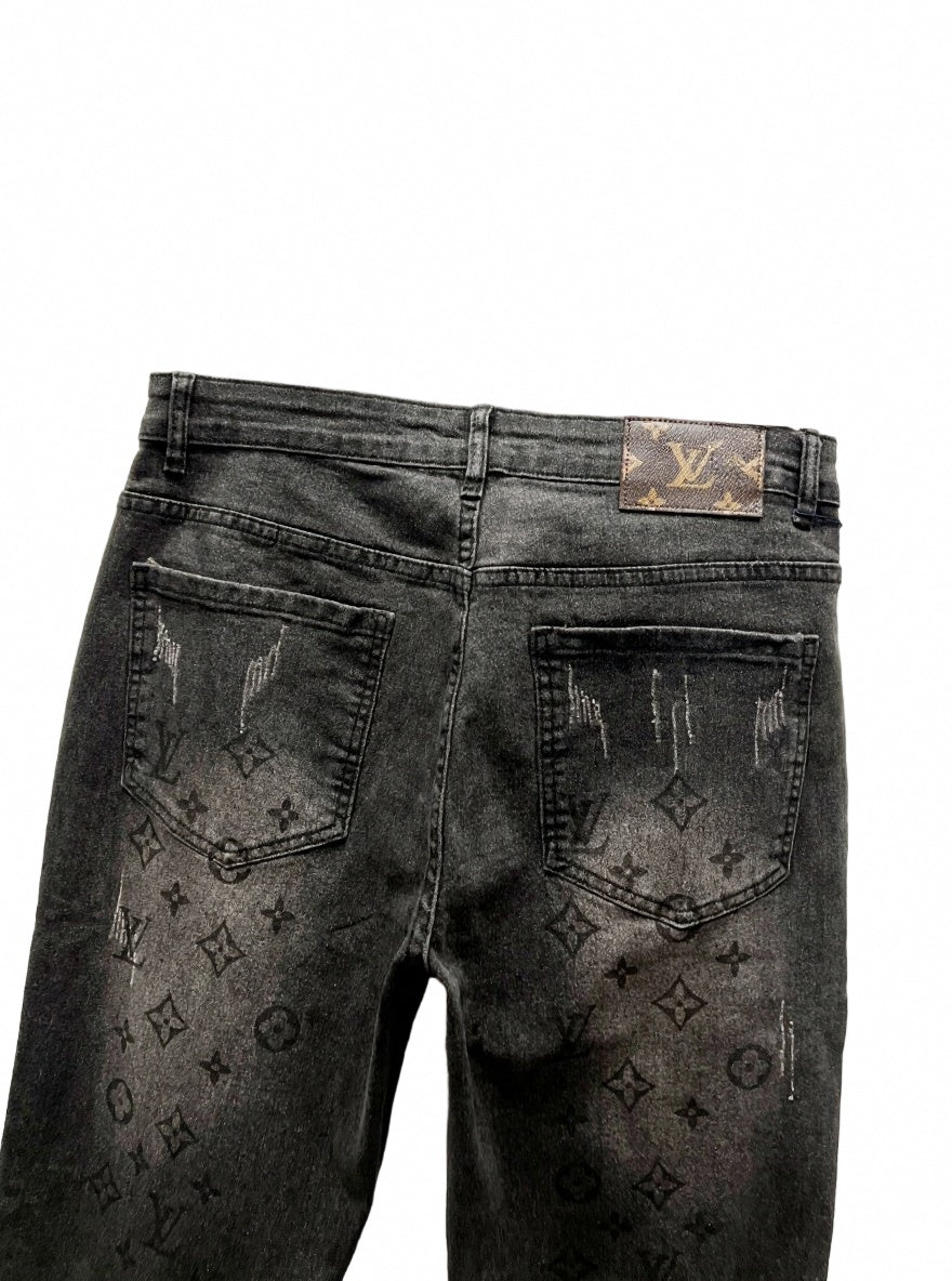 Black Monogram Jeans