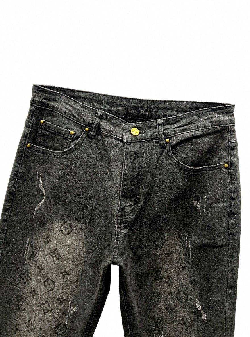 Black Monogram Jeans
