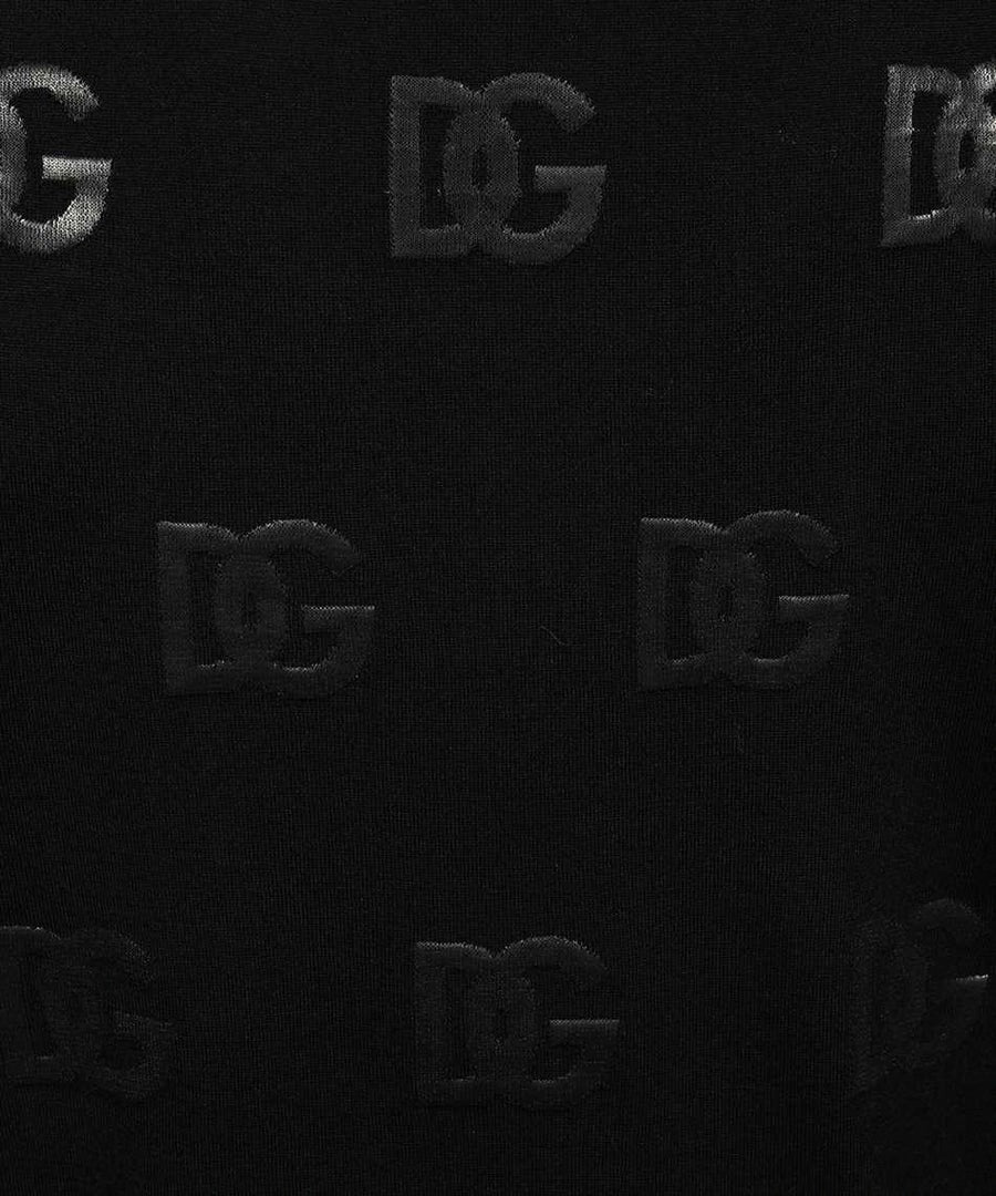 Black Embossed DG Logo Wool Sweater