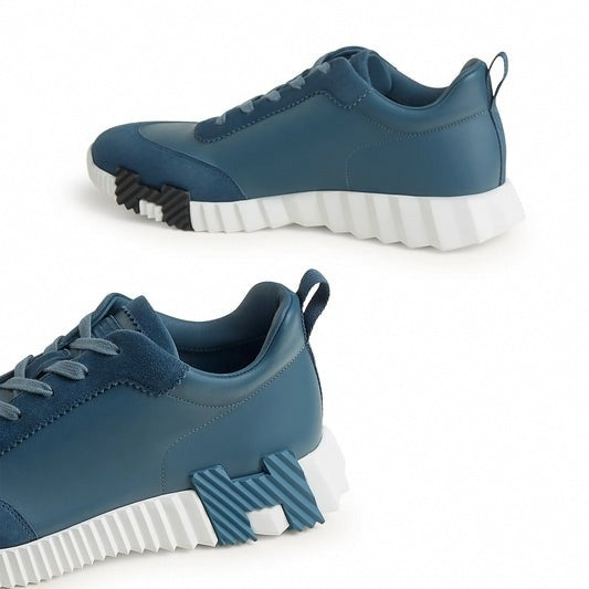 Bouncing Sneaker in Blue Calfskin and Suede