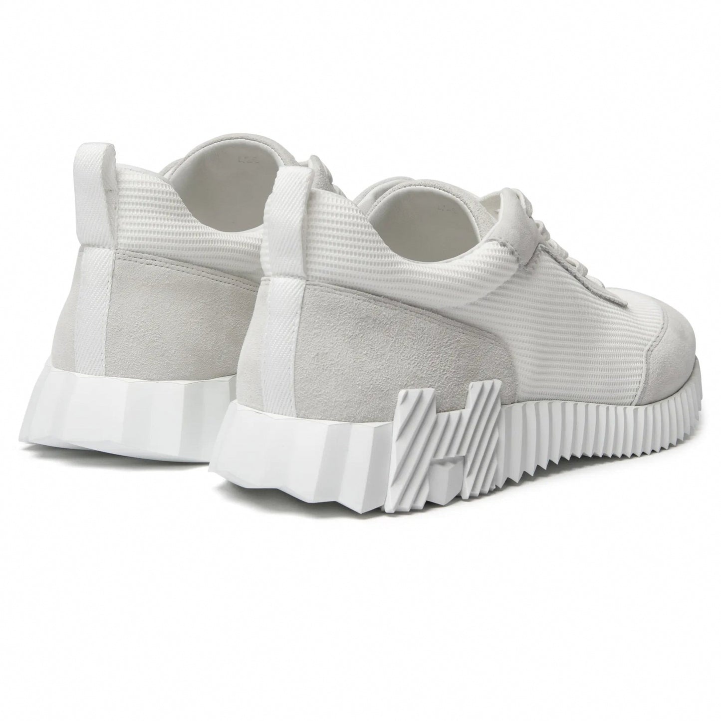 Bouncing Sneaker in White Suede and Technical Knit