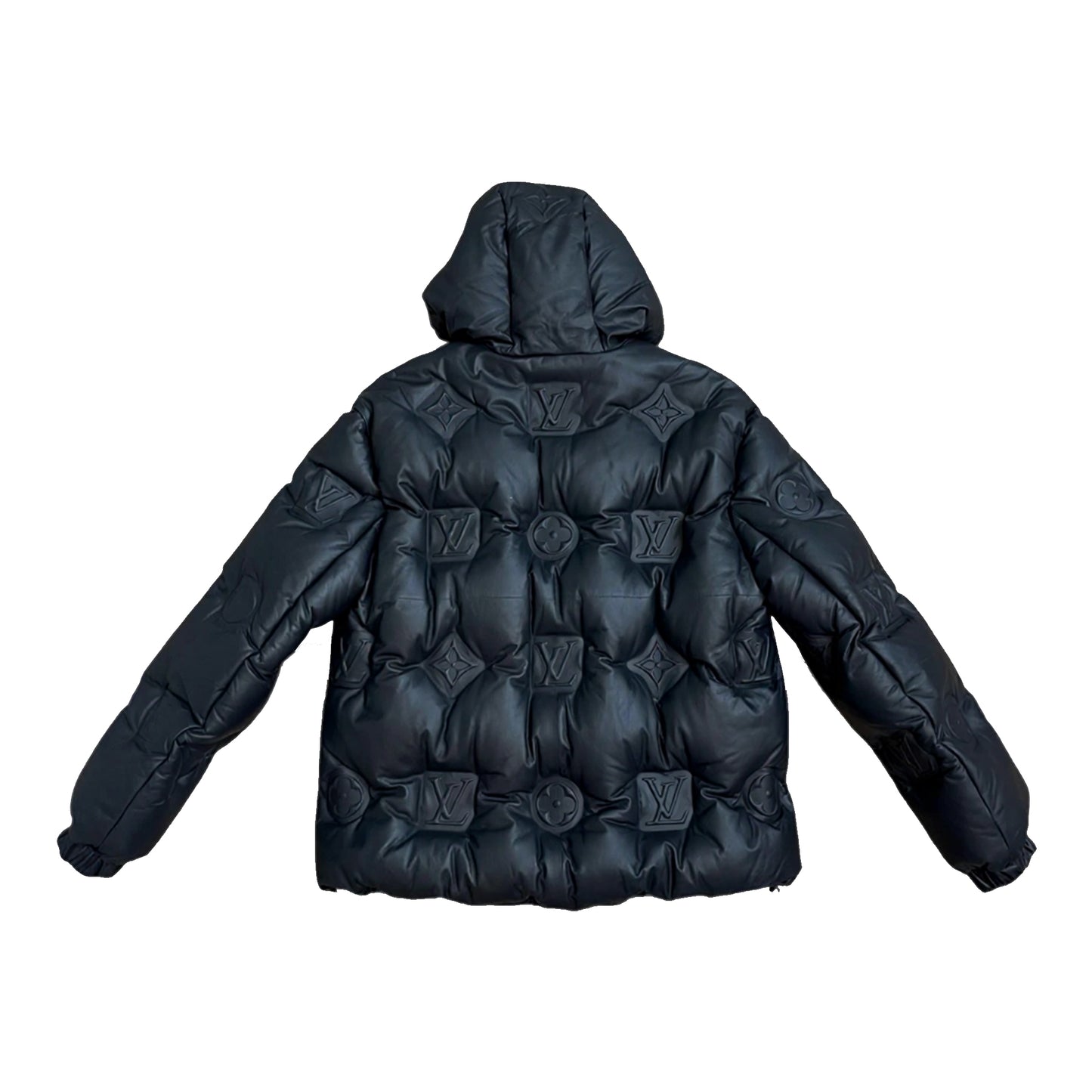 Black Embossed Hooded jacket