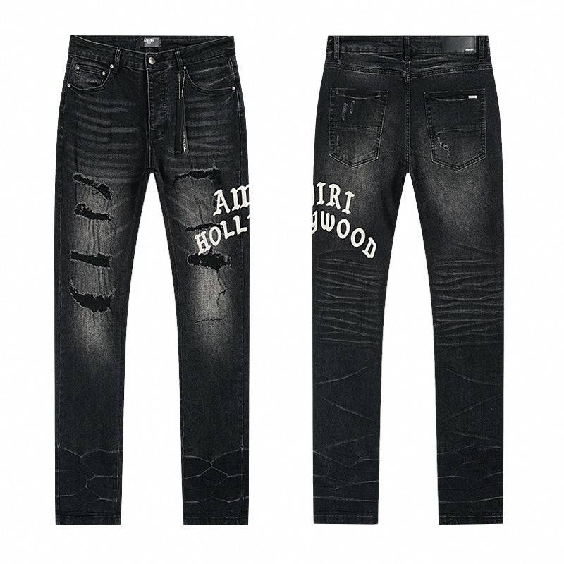 Hollywood Distressed Black Denim Jeans