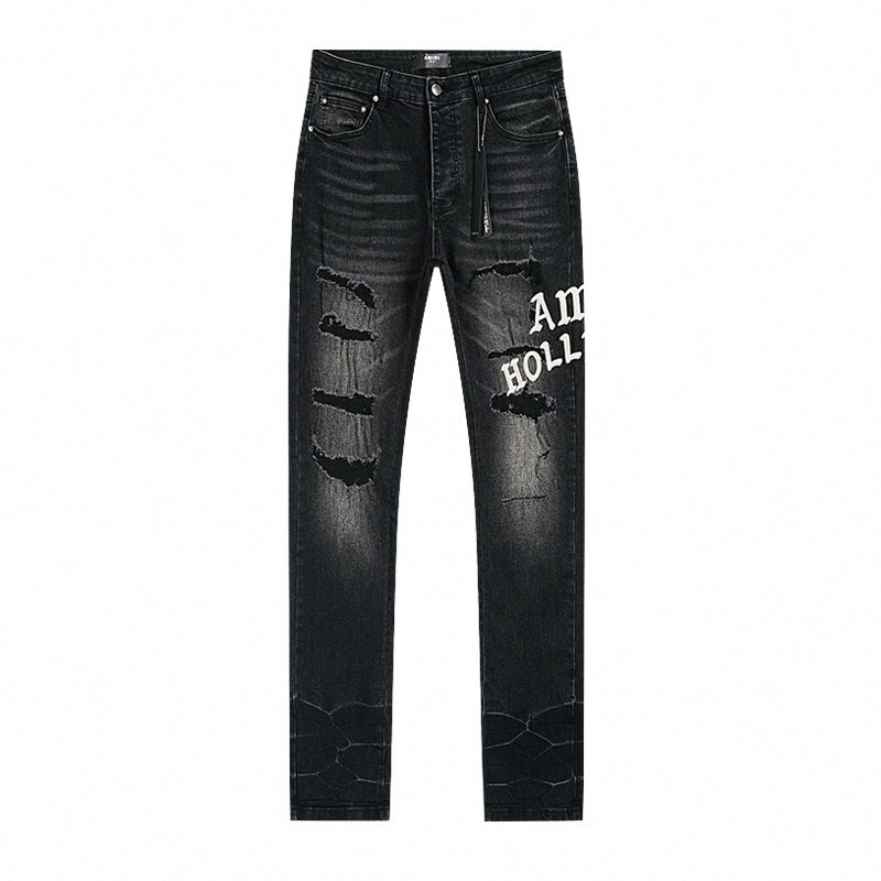 Hollywood Distressed Black Denim Jeans