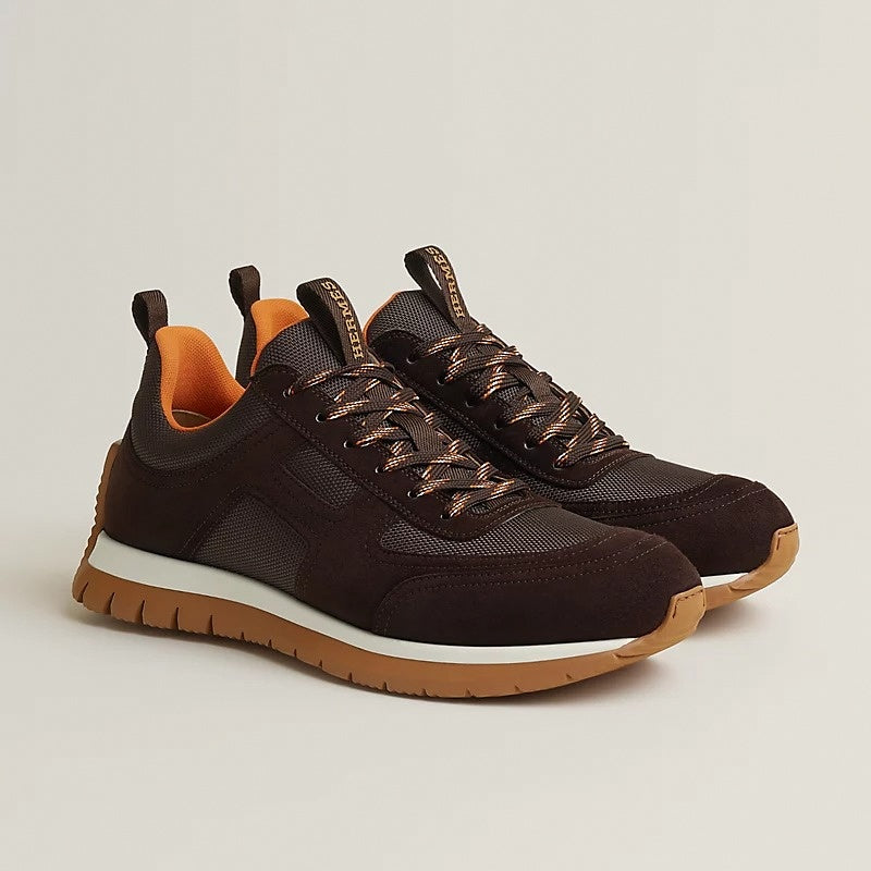 Urban Runner – Brown & Orange Suede Sneaker