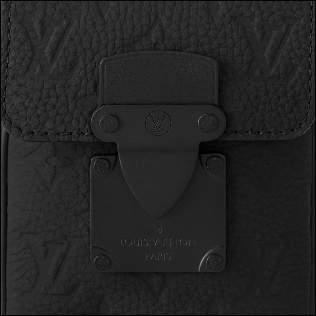 S-Lock Vertical Wearable Wallet in Black Taurillon Monogram Leather