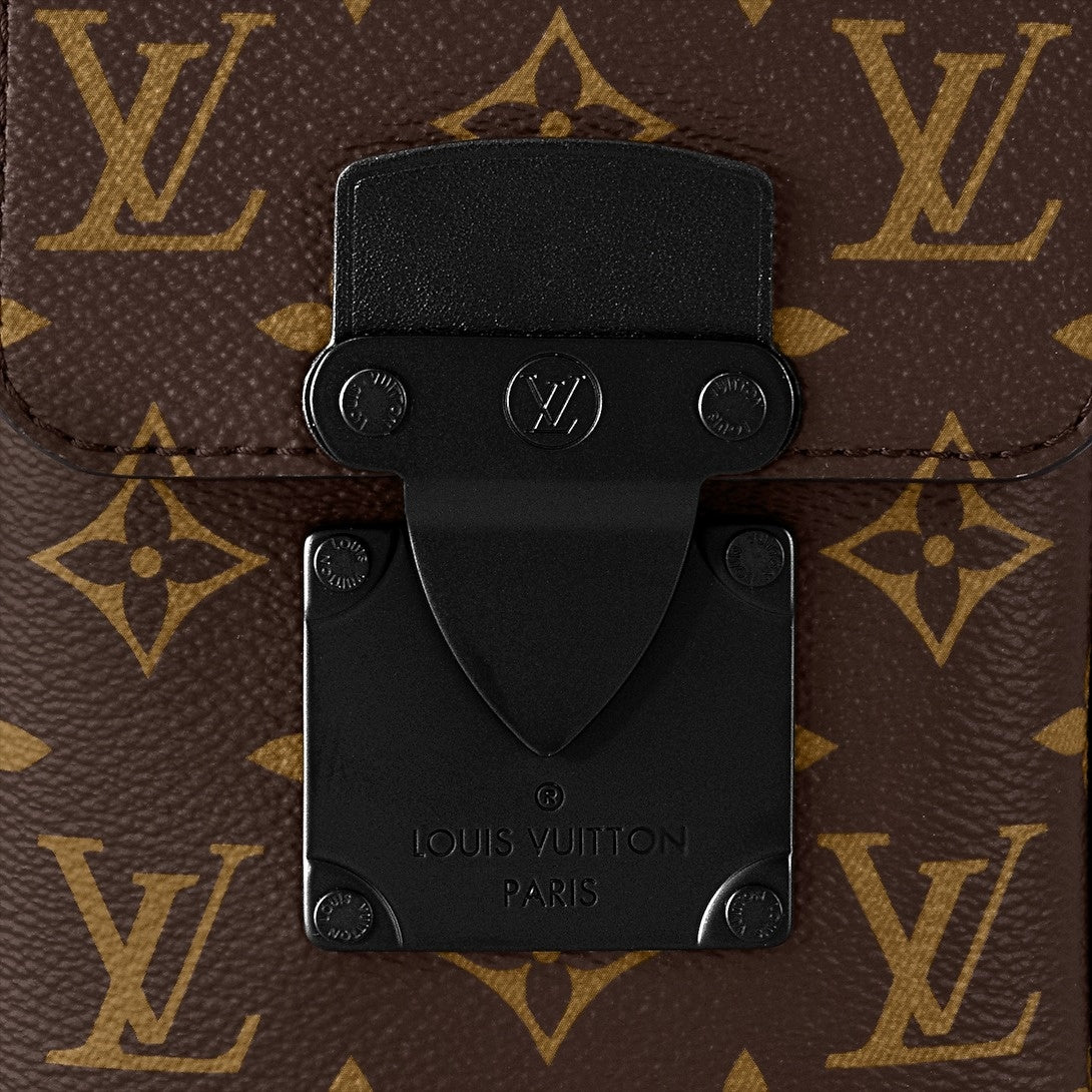 S-Lock Vertical Wearable Wallet in Monogram Macassar Canvas