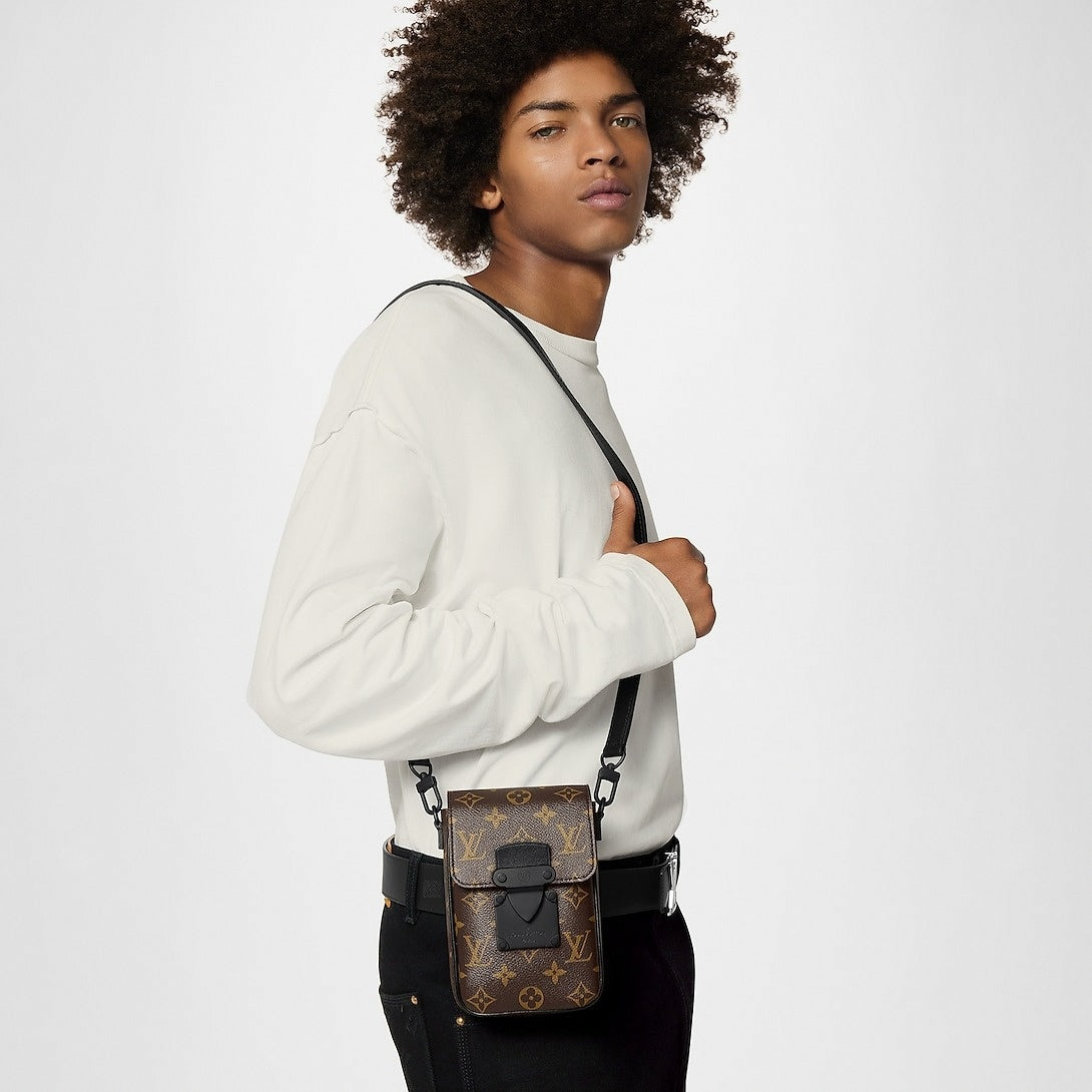S-Lock Vertical Wearable Wallet in Monogram Macassar Canvas