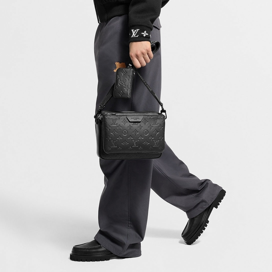 Trio Messenger – Black Monogram Shadow Calfskin with Modular Pouches