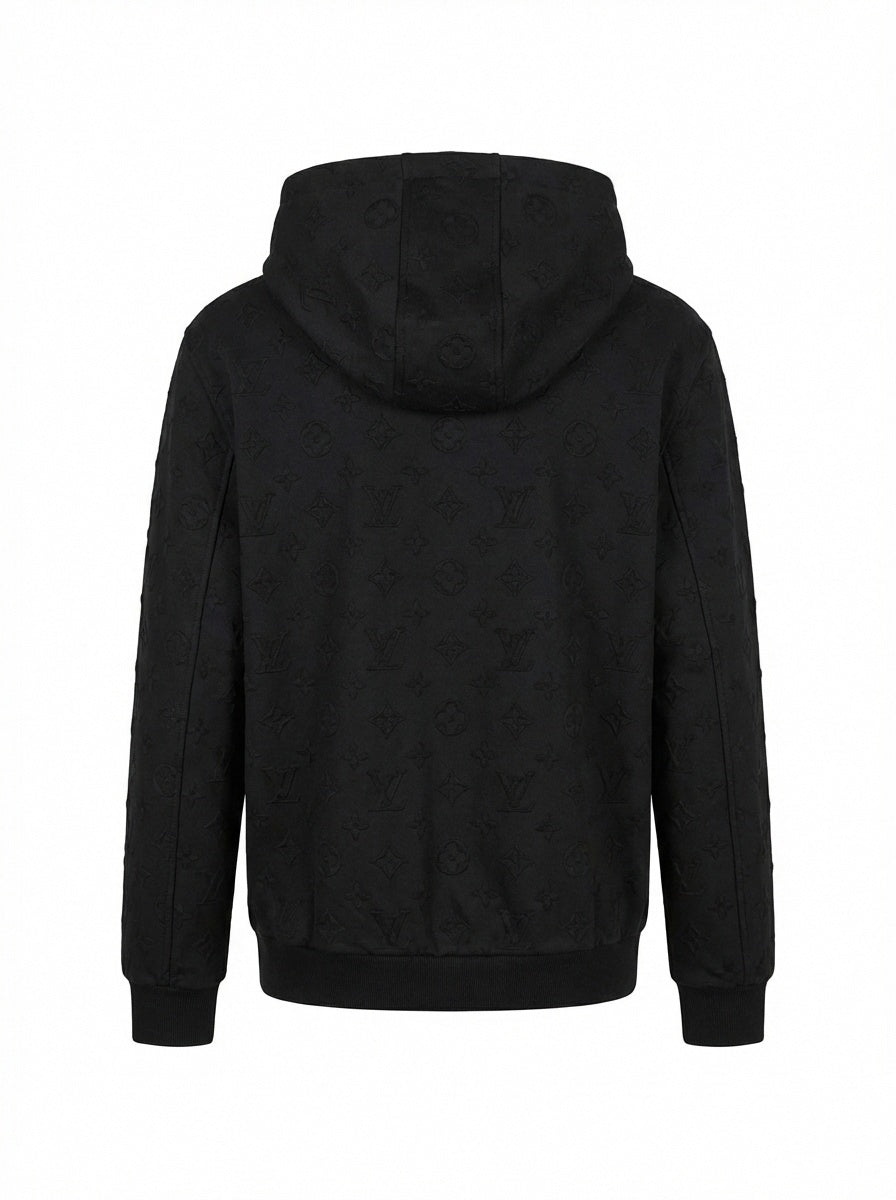 Premium Black Embossed Monogram Tracksuit Set