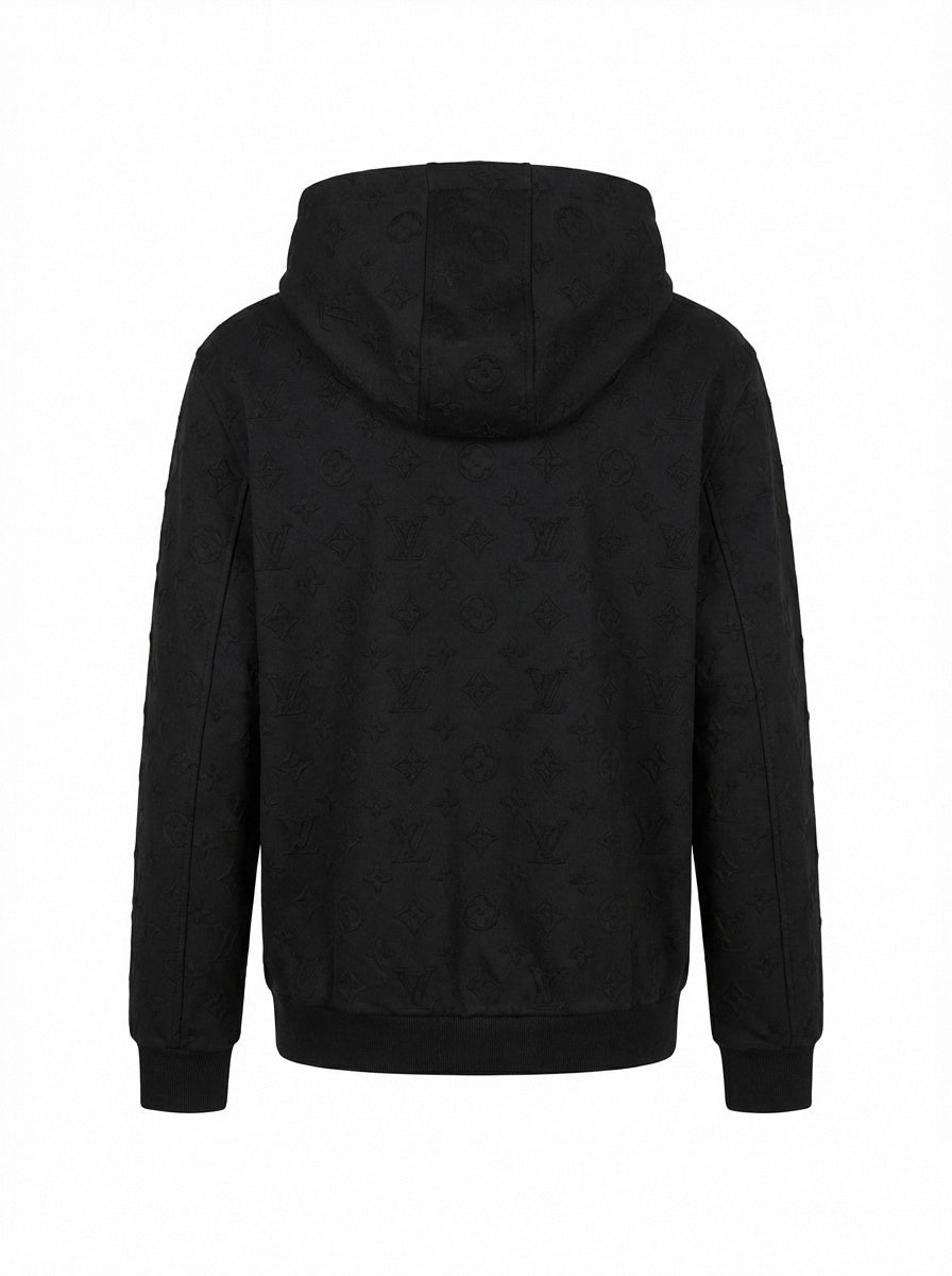 Premium Black Embossed Monogram Tracksuit Set