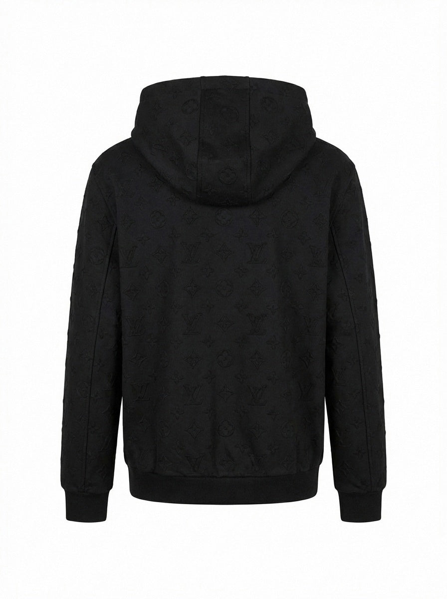 Premium Black Embossed Monogram Tracksuit Set