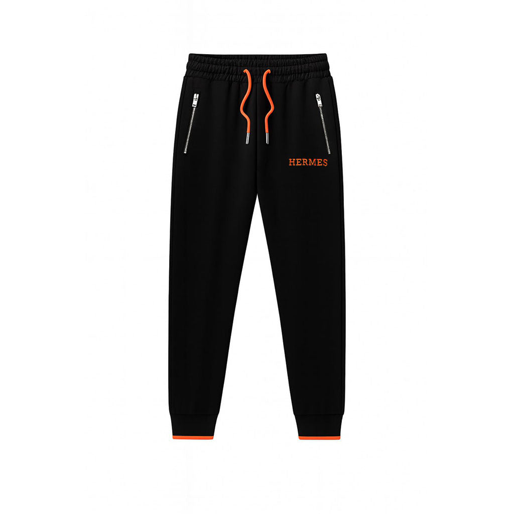 Black and Orange Zip Tracksuit Set