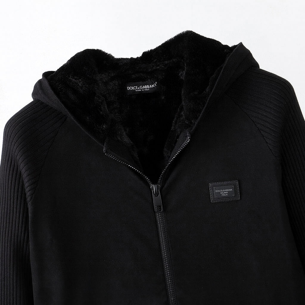 Faux-Fur Lined Hooded Zip Jacket