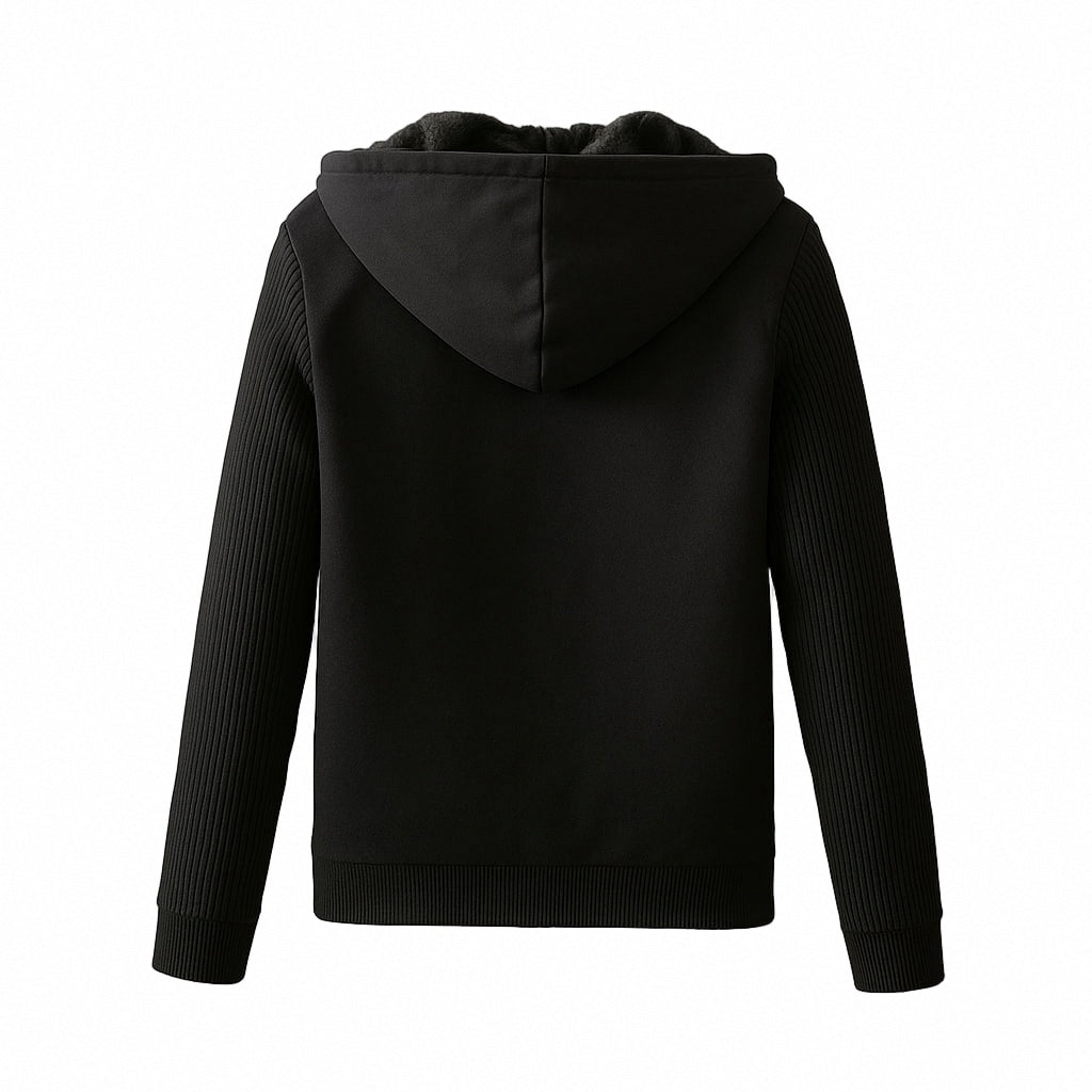 Faux-Fur Lined Hooded Zip Jacket