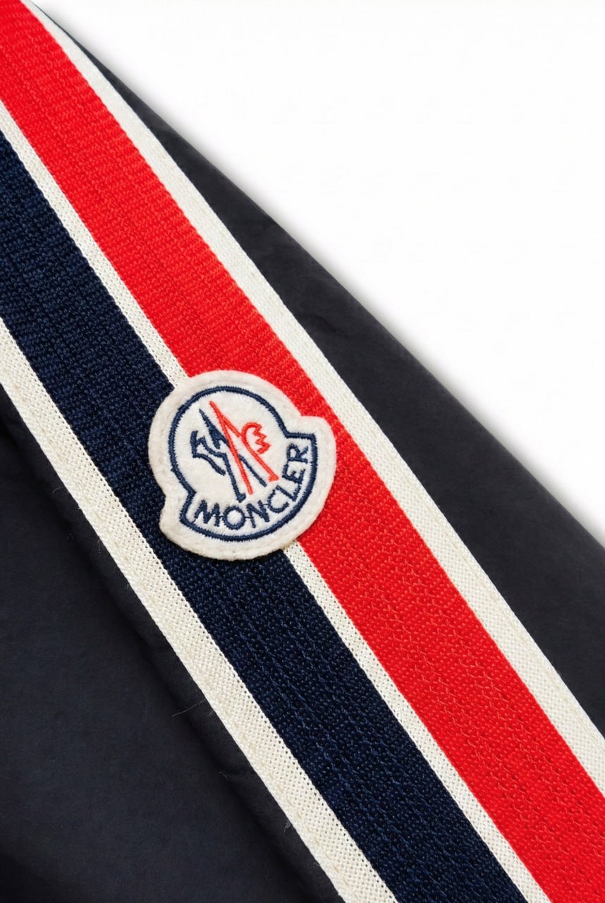 Tricolour Stripe Hooded Jacket – Black