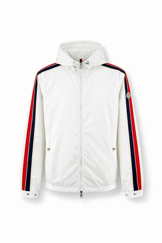 Tricolour Stripe Hooded Jacket – White