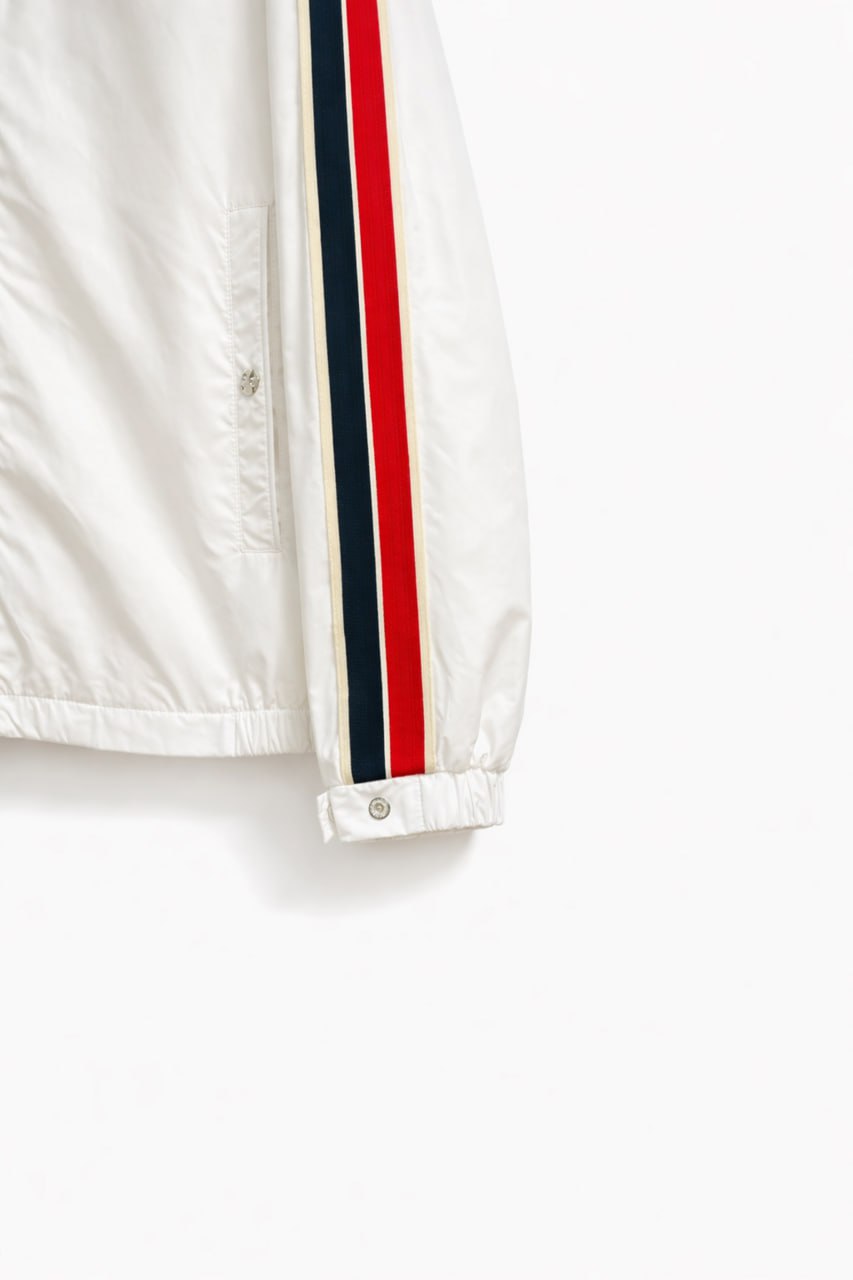 Tricolour Stripe Hooded Jacket – White