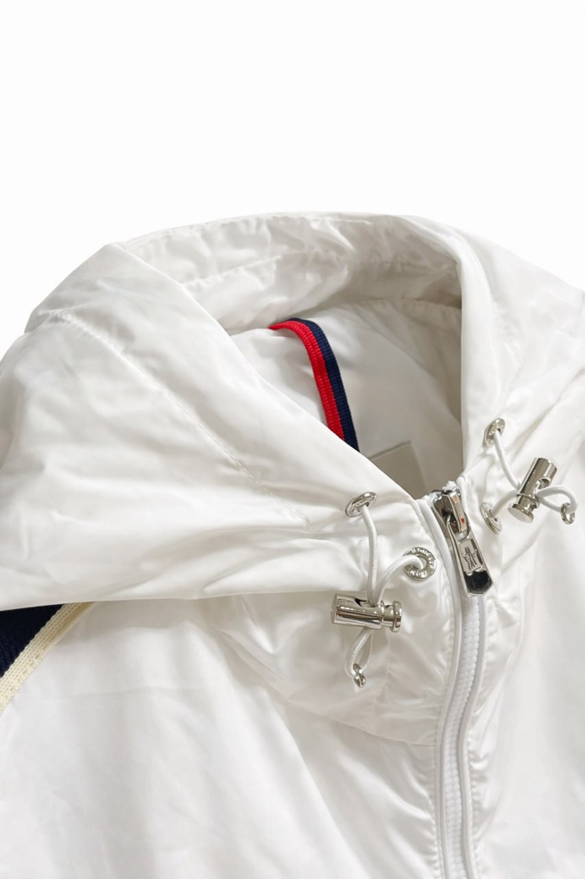 Tricolour Stripe Hooded Jacket – White