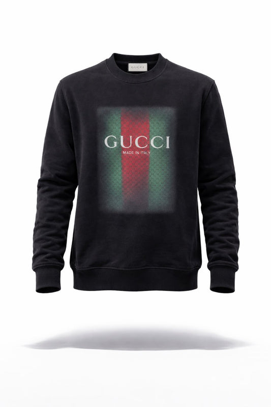 GG Web Stripe Logo Crewneck Sweatshirt – Black