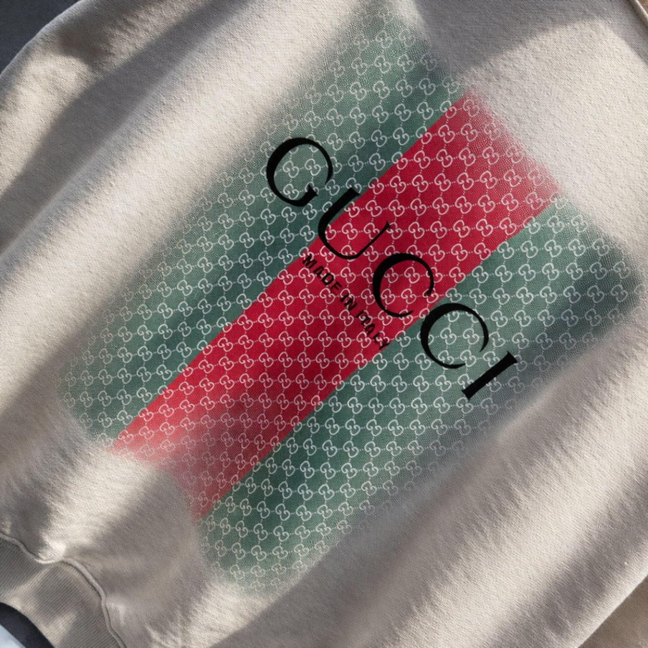 GG Web Stripe Logo Crewneck Sweatshirt – Cream