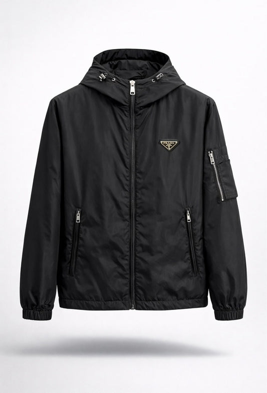 Re-Nylon Hooded Zip Jacket – Black