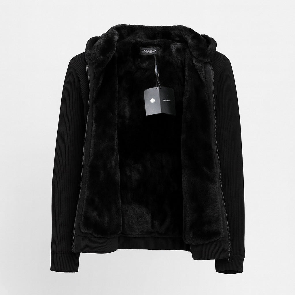 Faux-Fur Lined Hooded Zip Jacket