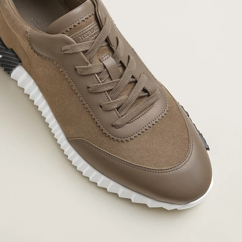 Bouncing Sneaker in Taupe Calfskin and Suede